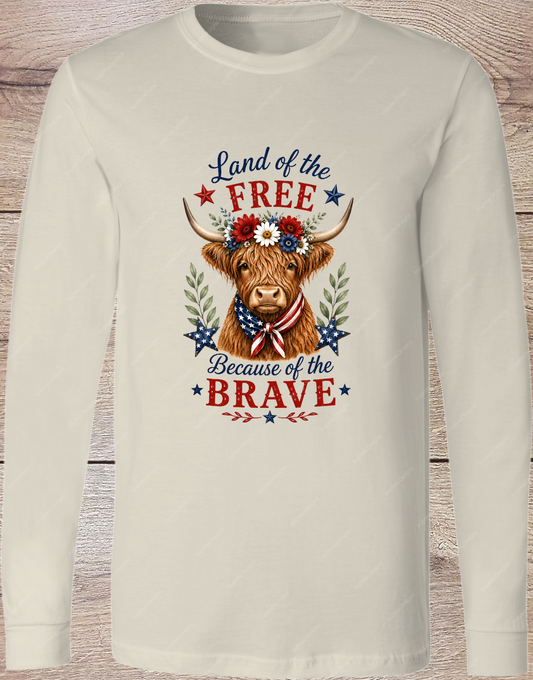 Land Of Free Cow - Long Sleeve Front