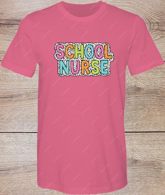 School Nurse Dalmatian Dots  - Short Sleeve Front