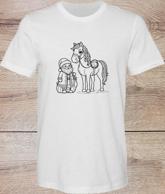 Santa and Horse Short Sleeve Coloring Kit - Short Sleeve