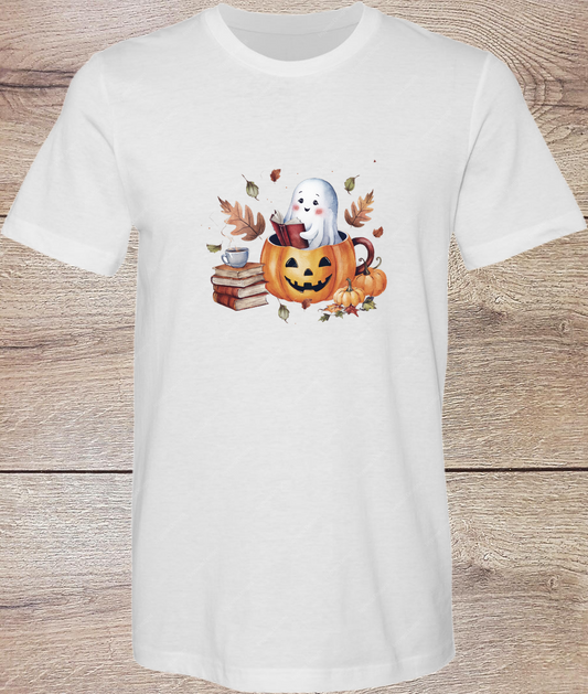 Cute Reading Ghost - Short Sleeve