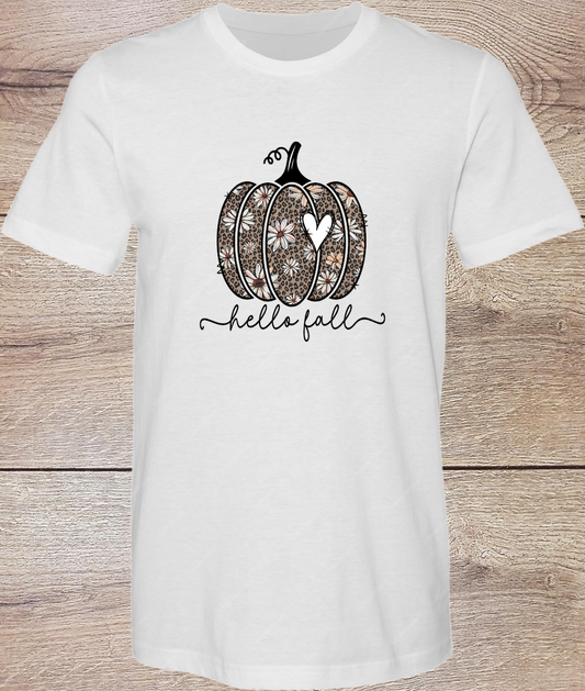 Hello Fall Floral Pumpkin - Short Sleeve
