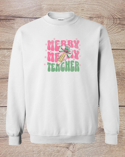 Merry Merry Teacher Pink - Sweatshirt