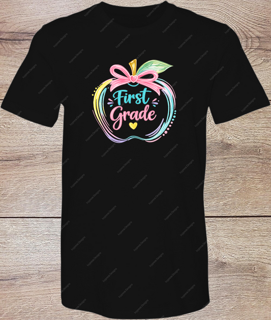 Pastel First Grade Apple - Short Sleeve Front