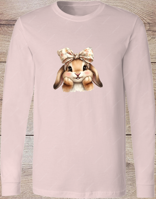 Cute Easter Coquette Bunny  - Long Sleeve