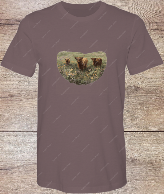 Grunge Highland Cows - Short Sleeve