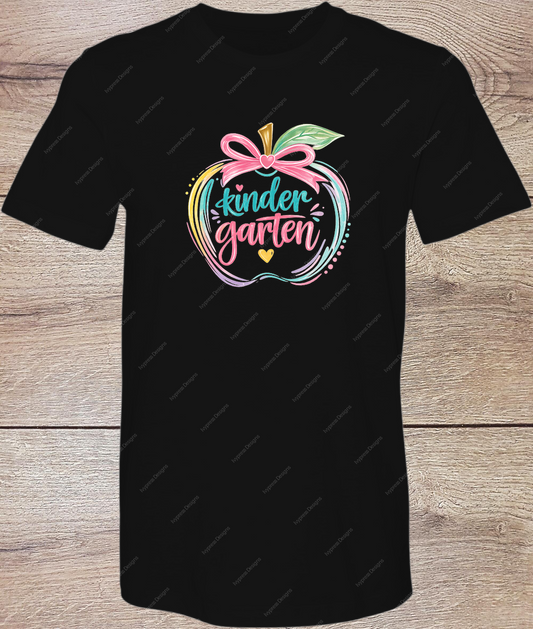 Pastel Kindergarten Apple - Short Sleeve Front