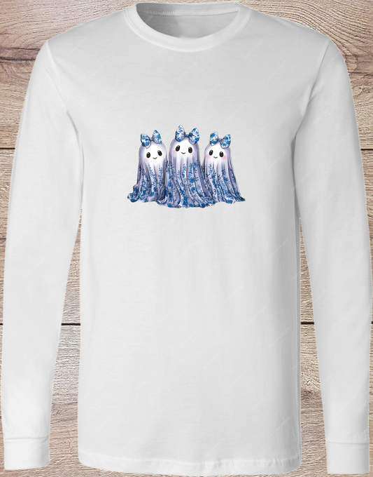 Blue Toile Ghosts - Long Sleeve