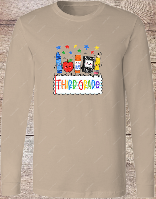 Third Grade Bright Supplies - Long Sleeve