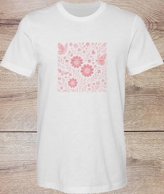 Boho Floral Spring-Pink - Short Sleeve