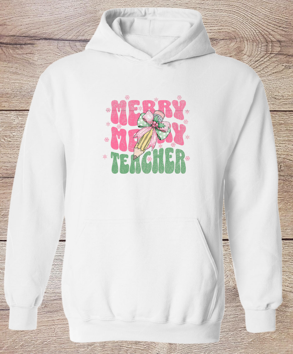 Merry Merry Teacher Pink - Hoodie