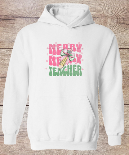 Merry Merry Teacher Pink - Hoodie