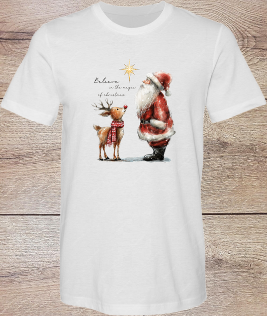 Believe Santa and Reindeer - Short Sleeve