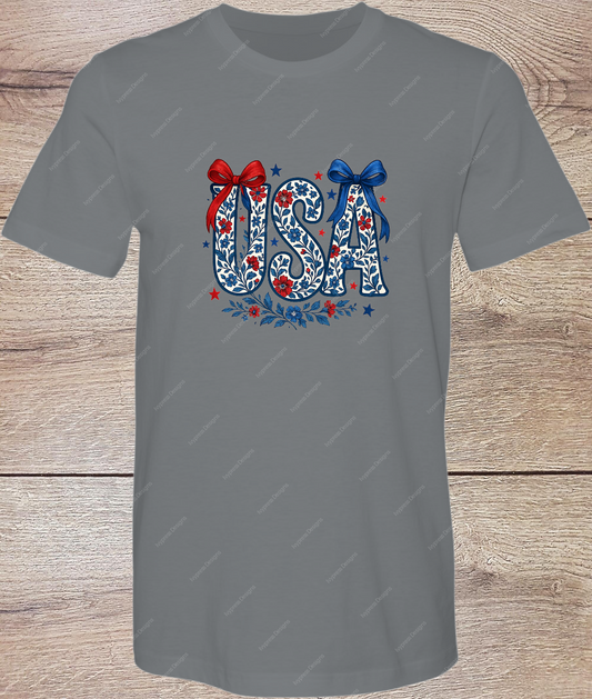 Floral USA with bows - Short Sleeve