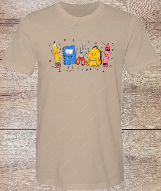 Cute School Supplies - Short Sleeve Front