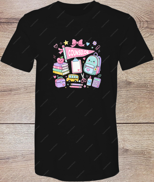 School Counselor Pastel Pennant - Short Sleeve Front